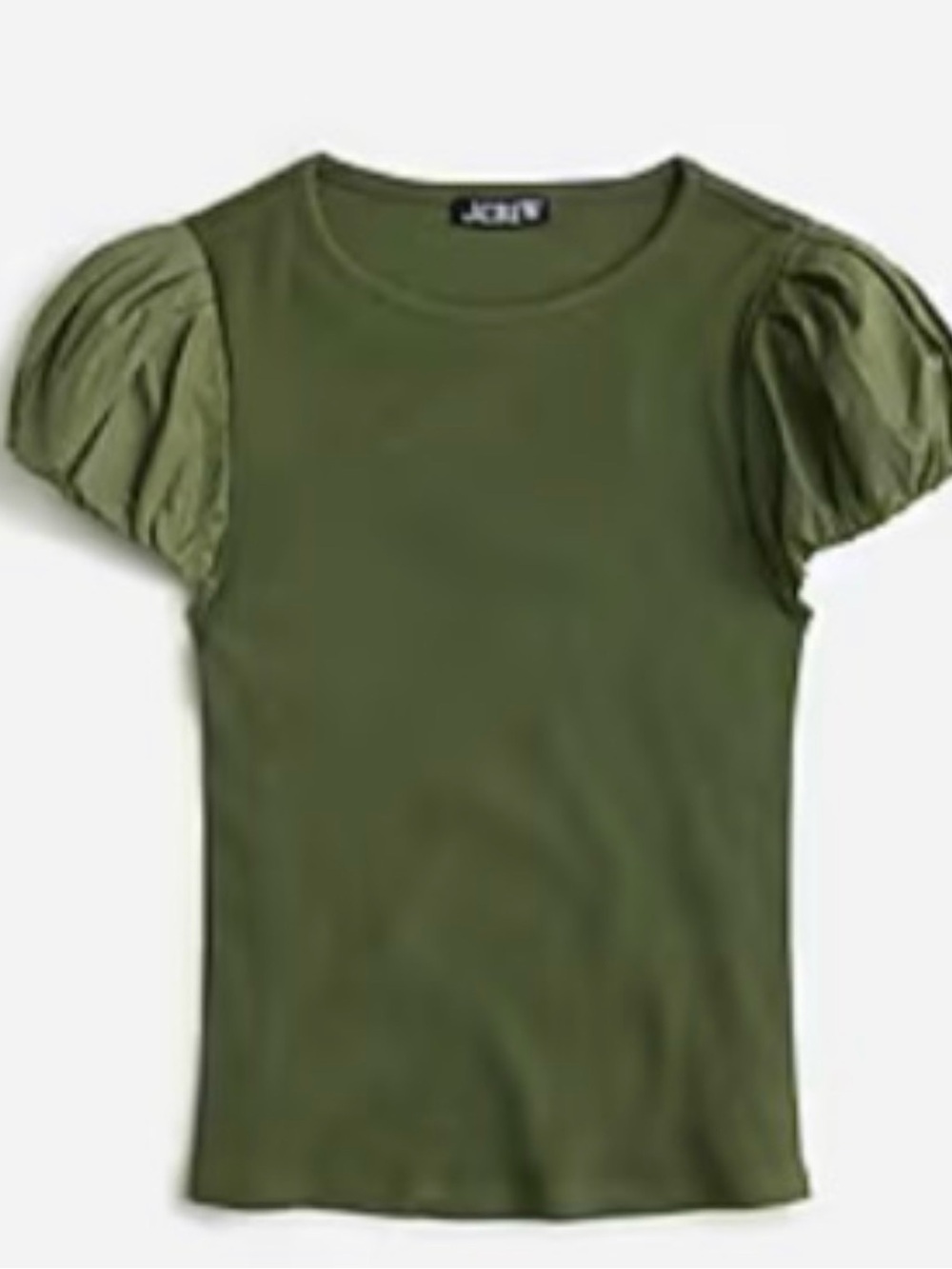 J. Crew Olive Green Puff Sleeve Tee